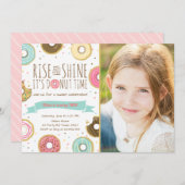 Donut Birthday Party Einladung Rise und Shine (Vorne/Hinten)