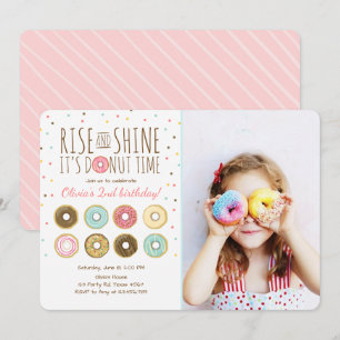 Donut Birthday Party Einladung Rise und Shine