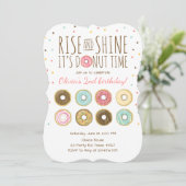 Donut Birthday Party Einladung Rise und Shine (Stehend Vorderseite)