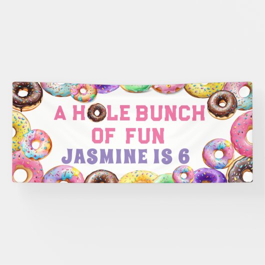 Donut Birthday Party Hole Bunch Spaß Banner (Horizontal)