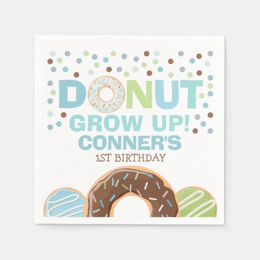 Donut Birthday Party Napkin Donut Grow Up Party Serviette (Vorderseite)