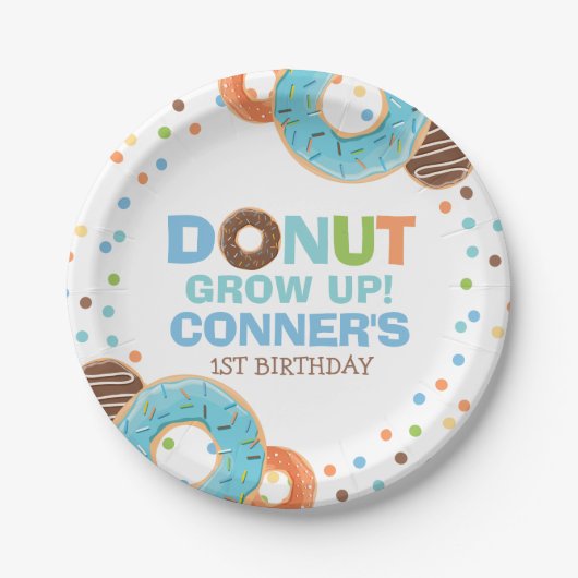 Donut Birthday Party Paper Plate 7" Donut aufwachs Pappteller (Vorderseite)