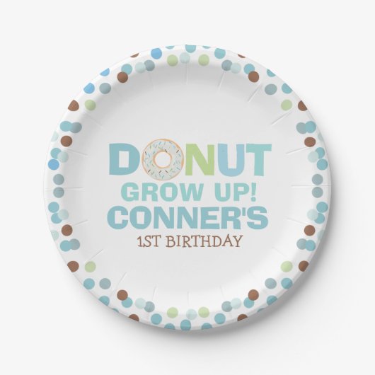 Donut Birthday Party Paper Plate 7" Donut aufwachs Pappteller (Vorderseite)