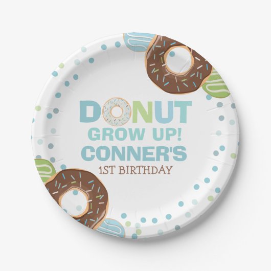 Donut Birthday Party Paper Plate 7" Donut aufwachs Pappteller (Vorderseite)