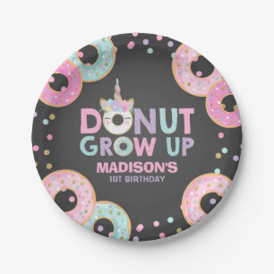 Donut Birthday Party Paper Plate Donut & Unicorn Pappteller