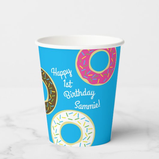 Donut Birthday Party Pappbecher (Rückseite)