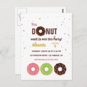 Donut Birthday Party Postkarte (Vorne/Hinten)