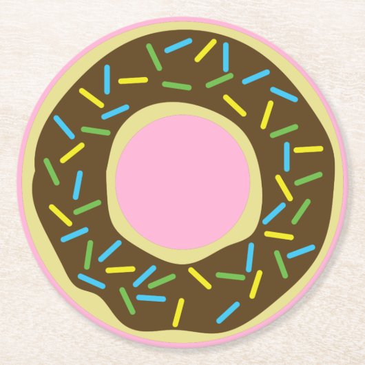 Donut Birthday Party Runder Pappuntersetzer (Vorderseite)
