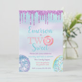 Donut Birthday Party Two Sweet Einladung (Stehend Vorderseite)