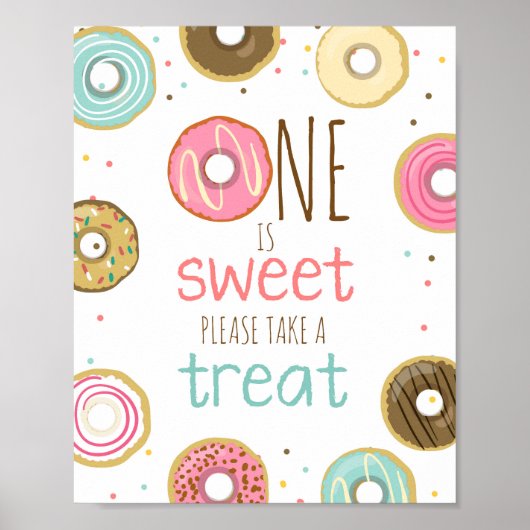 Donut Birthday Table Sign Doughnut Nehmen Sie eine Poster (Vorne)