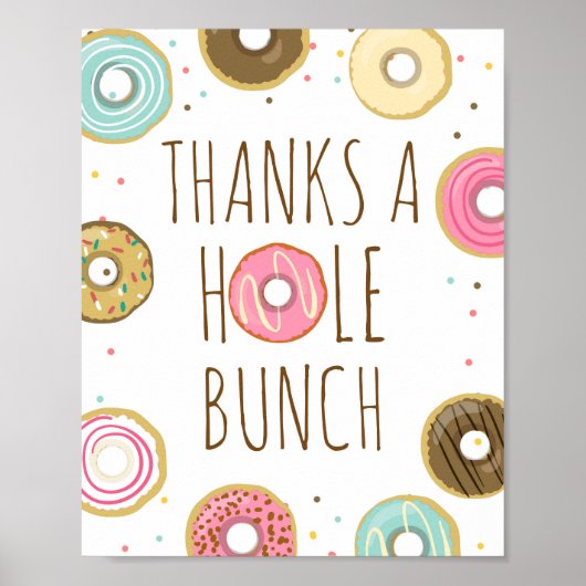 Donut Birthday Table Sign Vielen Dank für einen Ho Poster (Vorne)