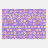 Donut Birthday Wrapping Paper Sheets - Lila rosa Geschenkpapier Set (Vorderseite 2)