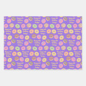 Donut Birthday Wrapping Paper Sheets - Lila rosa Geschenkpapier Set (Vorderseite)