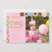 Donut Birthday | Zwei Süßigkeiten Einladung (Vorderseite)