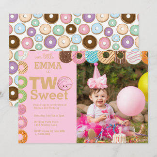 Donut Birthday | Zwei Süßigkeiten Einladung