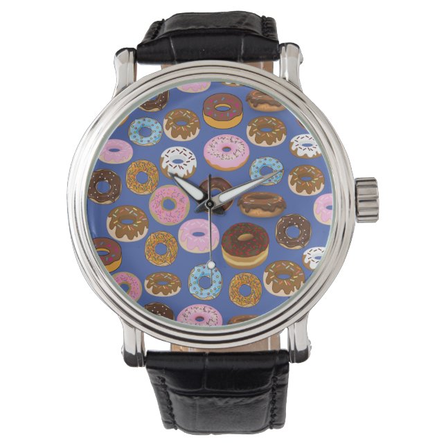 Donut Blau Design Uhr (Vorderseite)