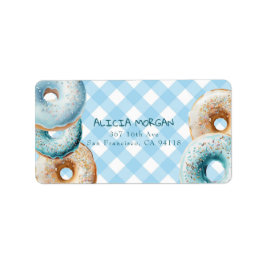 Donut | Blue Gingham Address Labels Adressaufkleber