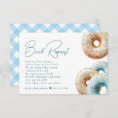 Donut | Blue Gingham Boy Baby Showbuchanfrage Begleitkarte (Vorne/Hinten)