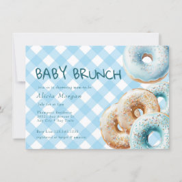 Donut | Blue Gingham Boy Baby Shower Einladung
