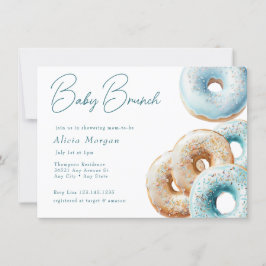 Donut | Blue Gingham Boy Baby Shower Einladung