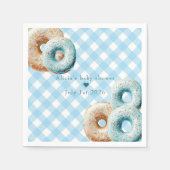 Donut | Blue Gingham Boy Baby Shower Serviette (Vorderseite)