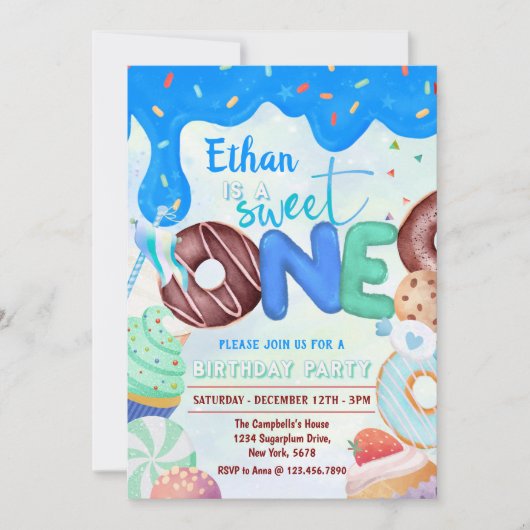 Donut boy Sweet One Invitation Einladung (Vorderseite)