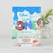 Donut boy Sweet One Invitation Einladung (Stehend Vorderseite)