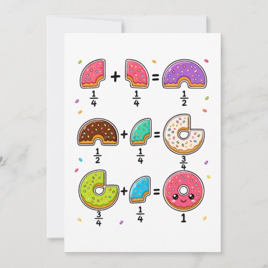 Donut-Brüche Lernspaß Mathe Humor Einladung (Vorderseite)