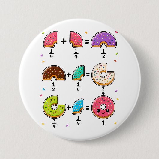 Donut-Brüche Lernspaß Mathematik Humor Button (Vorderseite)