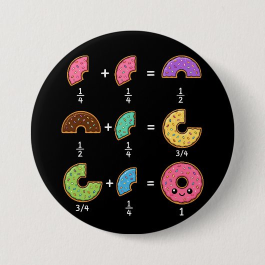 Donut-Bruchrechnen-Lern-Math-Humor Button (Vorderseite)