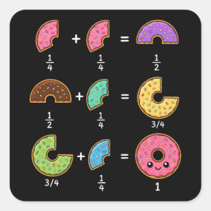 Donut-Bruchrechnen-Lern-Math-Humor Quadratischer Aufkleber