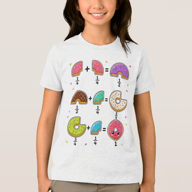 Donut-Bruchrechnen-Lern-Math-Humor Tri-Blend Shirt (Vorderseite)