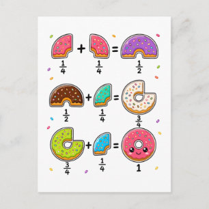 Donut-Bruchrechnen-Mathematik-Humor Postkarte