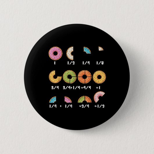 Donut-Bruchteil-Mathematiklehrer Zurück zur Schule Button (Vorderseite)