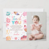 Donut Candy Girl Birthday Foto Dankeschön Karte (Vorderseite)