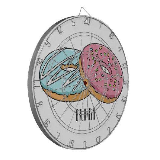 Donut-Cartoon-Abbildung Dartscheibe (Vorderseite Links)