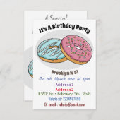 Donut-Cartoon-Abbildung Einladung (Vorne/Hinten)