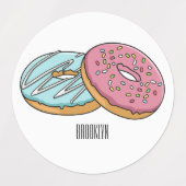 Donut-Cartoon-Abbildung Etiketten (Design 2)