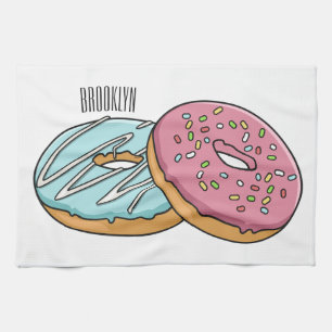 Donut-Cartoon-Abbildung Geschirrtuch