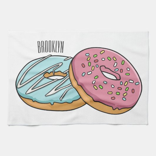 Donut-Cartoon-Abbildung Geschirrtuch (Horizontal)