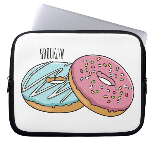 Donut-Cartoon-Abbildung Laptopschutzhülle (Vorderseite)