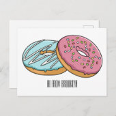 Donut-Cartoon-Abbildung Postkarte (Vorne/Hinten)