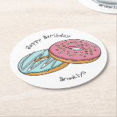 Donut-Cartoon-Abbildung Runder Pappuntersetzer (Angewinkelt)