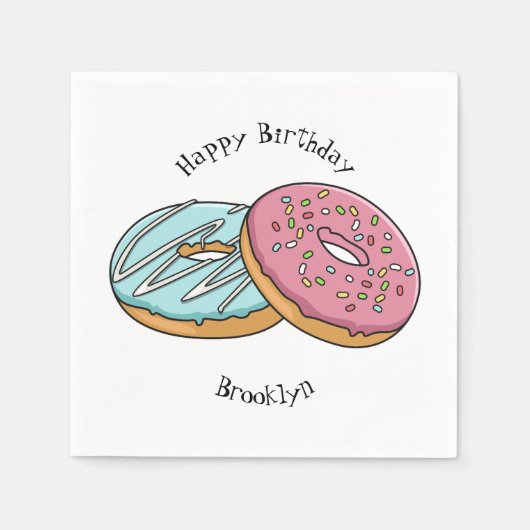 Donut-Cartoon-Abbildung Serviette (Vorderseite)