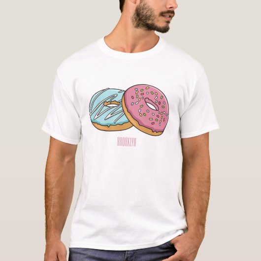 Donut-Cartoon-Abbildung T-Shirt (Vorderseite)