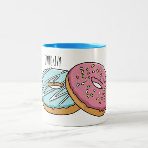 Donut-Cartoon-Abbildung Zweifarbige Tasse