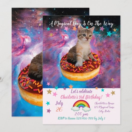 Donut Cat - Donut lover Einladung (Vorne/Hinten)
