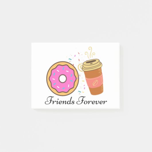 donut coffee friends forever post-it notes klebezettel (Vorderseite)
