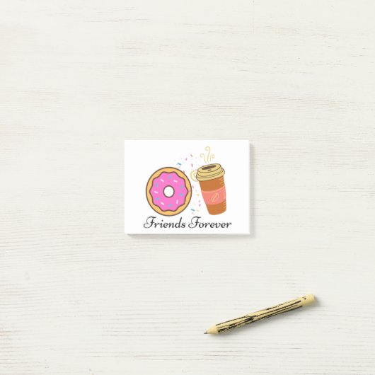 donut coffee friends forever post-it notes post-it klebezettel (Auf Schreibtisch)
