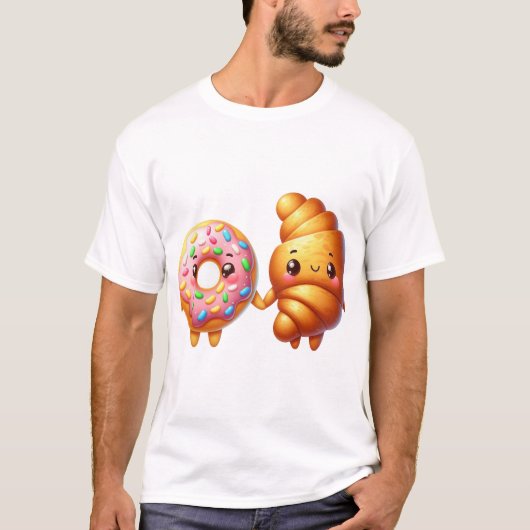 Donut & Croissant | Whimsistiere Freundschaftsaufk T-Shirt (Vorderseite)